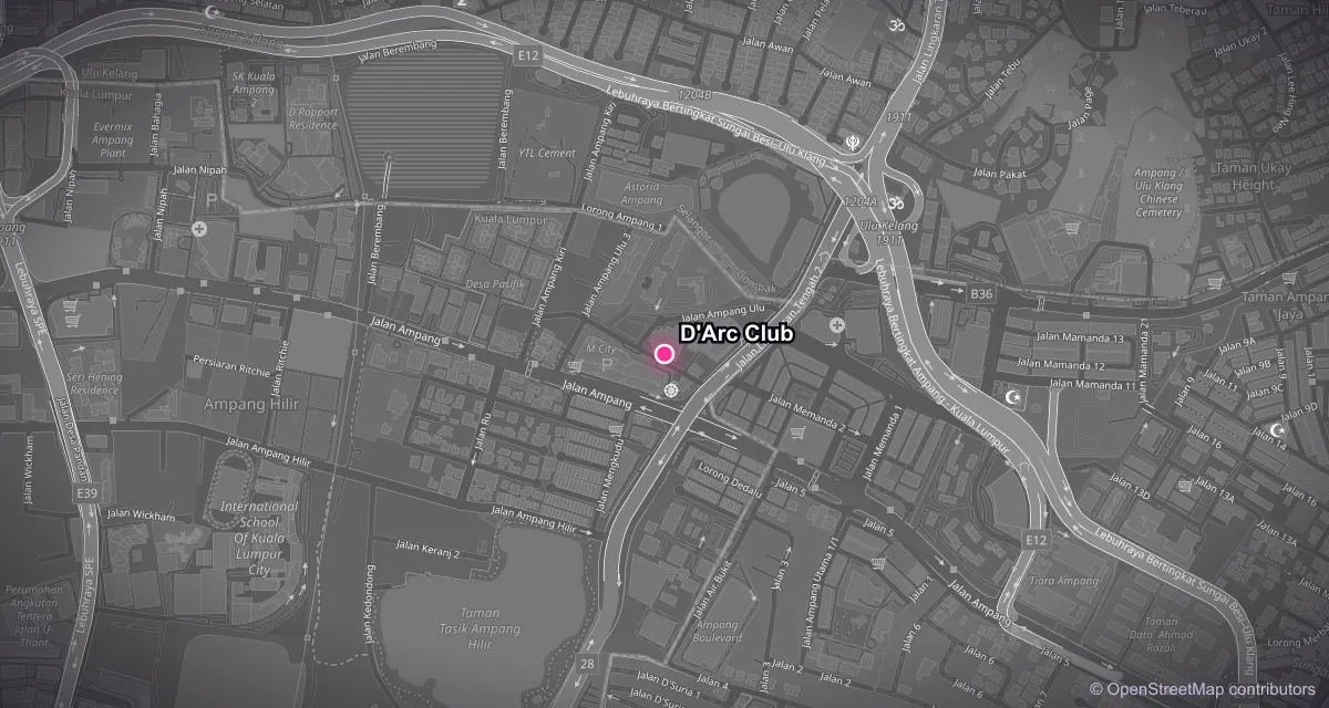 Map of KTV venues in Ampang