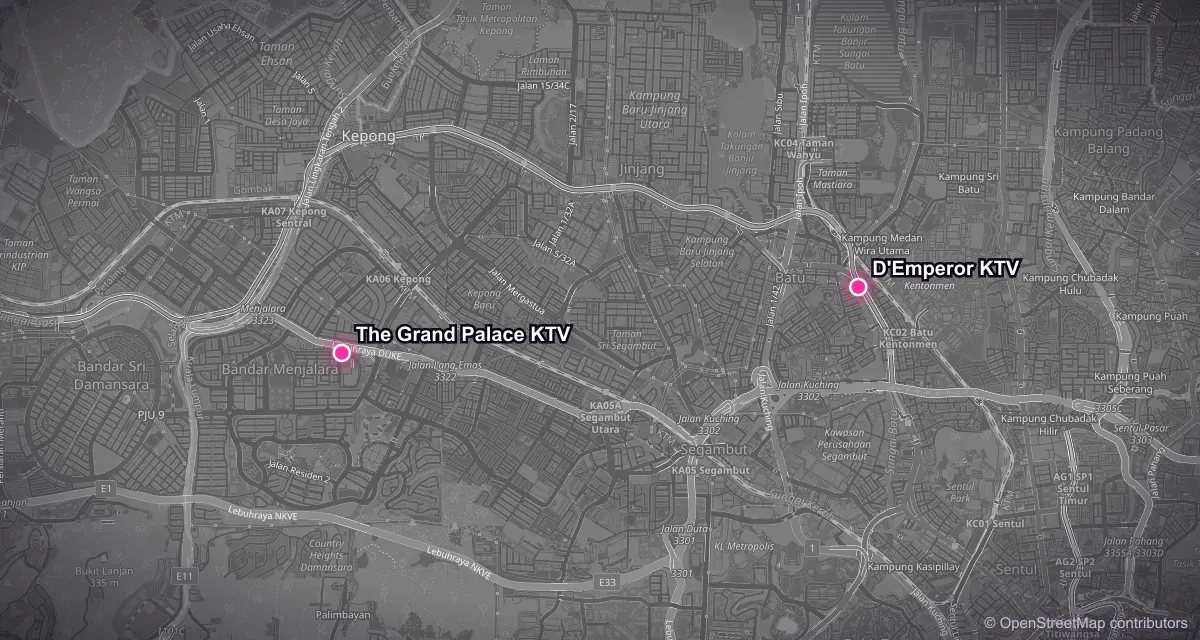 Map of KTV venues in Kepong